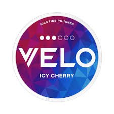 Velo Icy Cherry nicotine pouches 10mg slim can in Dubai UAE premium tobacco-free snus alternative