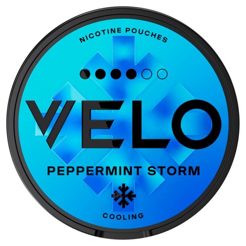 Velo Peppermint Storm 10.9mg slim nicotine pouches can Dubai UAE