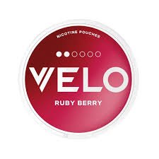 Velo Ruby Berry 6mg slim nicotine pouches can Dubai UAE| Velo Ruby Berry 6mg nicotine pouches close-up Abu Dhabi|
